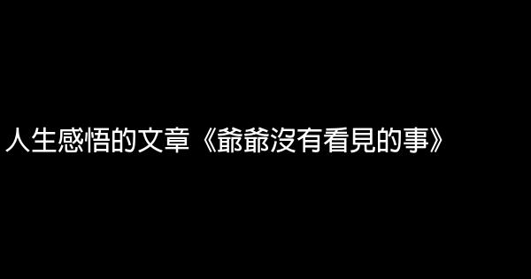 人生感悟的文章《爺爺沒有看見的事》 0 (0)