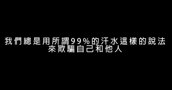 我們總是用所謂99%的汗水這樣的說法來欺騙自己和他人 0 (0)