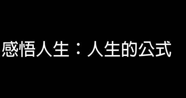 感悟人生：人生的公式 0 (0)