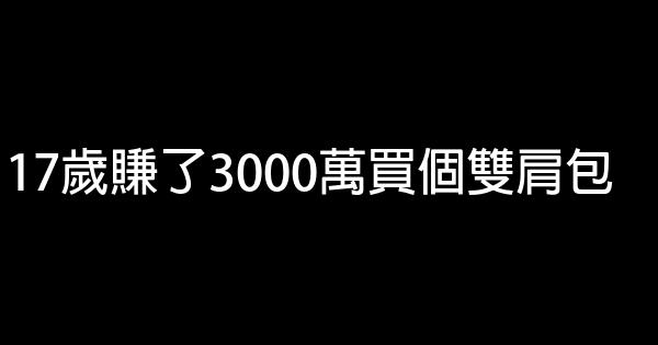 17歲賺了3000萬買個雙肩包 0 (0)